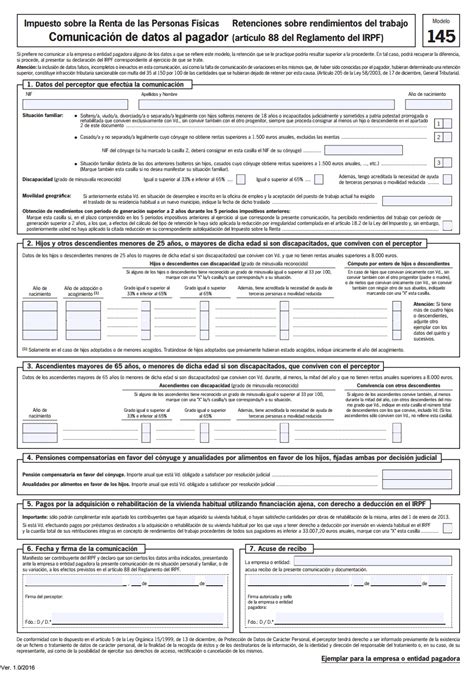 Modelo 145 IRPF: Descarga el formulario rellenable.